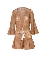 RUFFLED SHORT KIMONO COCOA