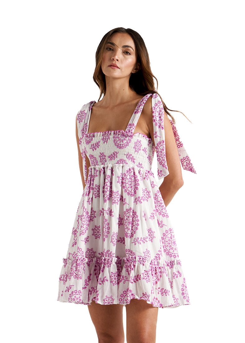 AZALEA RUFFLED MINI DRESS DAHLIA