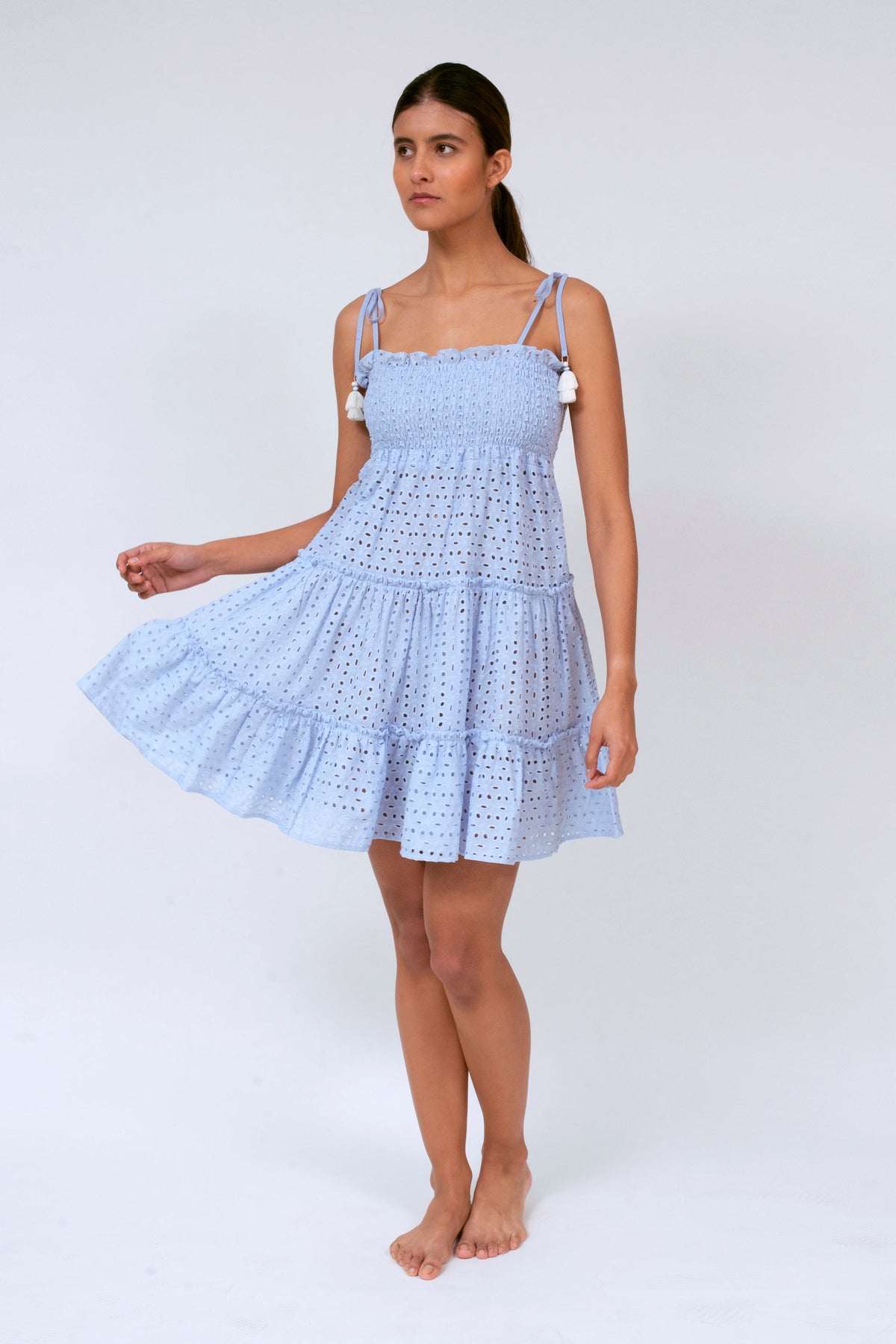 COVERUP EYELET MINI DRESS SKY