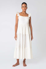 COVERUP MIXED EYELET DRESS IVORY
