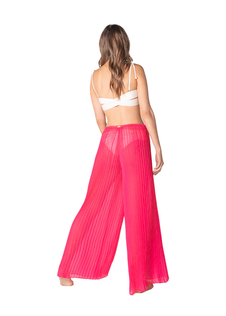 PLEATED PALAZZO PANTS FUCHSIA