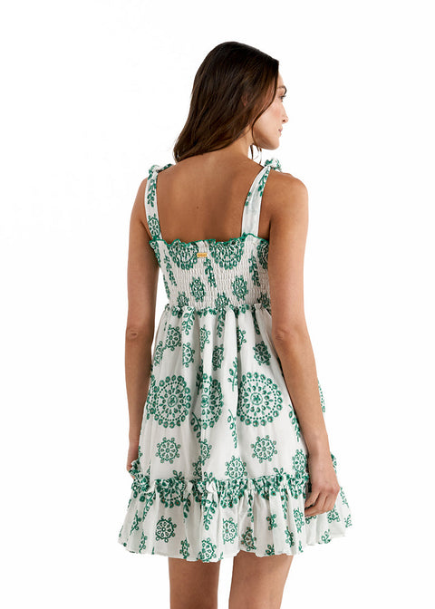 AZALEA RUFFLED MINI DRESS EMERALD