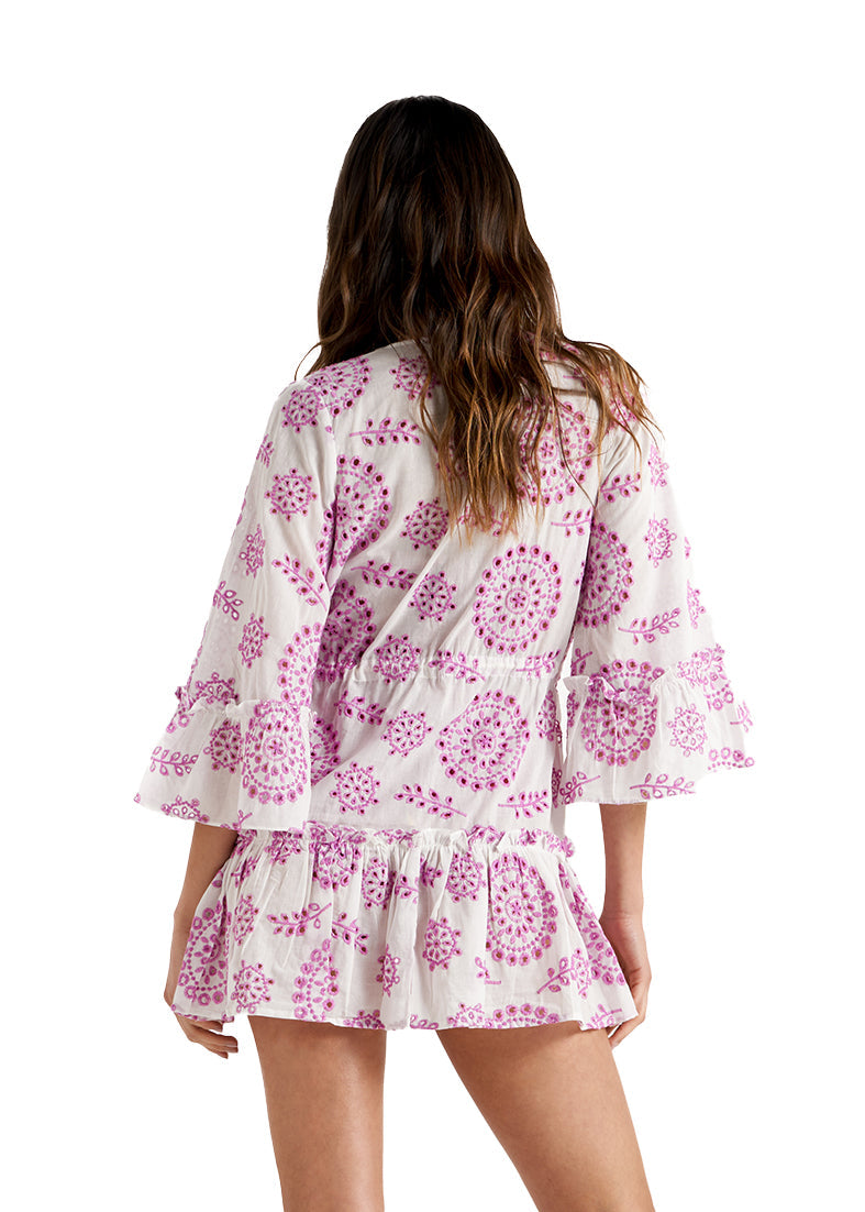 AZALEA RUFFLED SHORT KIMONO DHALIA