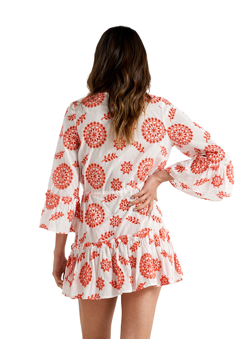 AZALEA RUFFLED SHORT KIMONO ORANGE