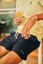 REGULAR CUT LINEN SHORTS MIDNIGHT