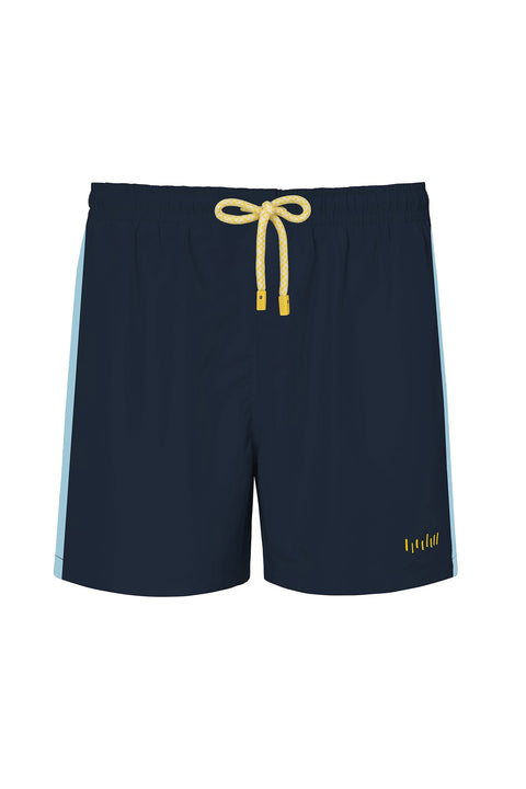 SWIM TRUNK CAPRI2 NAVY-SKY PRINTED
