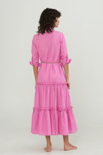 COTTON RUFFLED LONG CAMISOLE DAHLIA