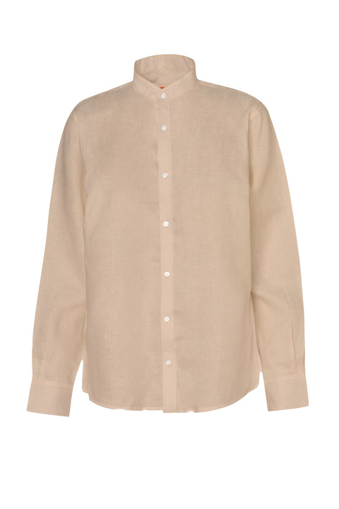 Camisa Cuello Mao Para Hombre Almond