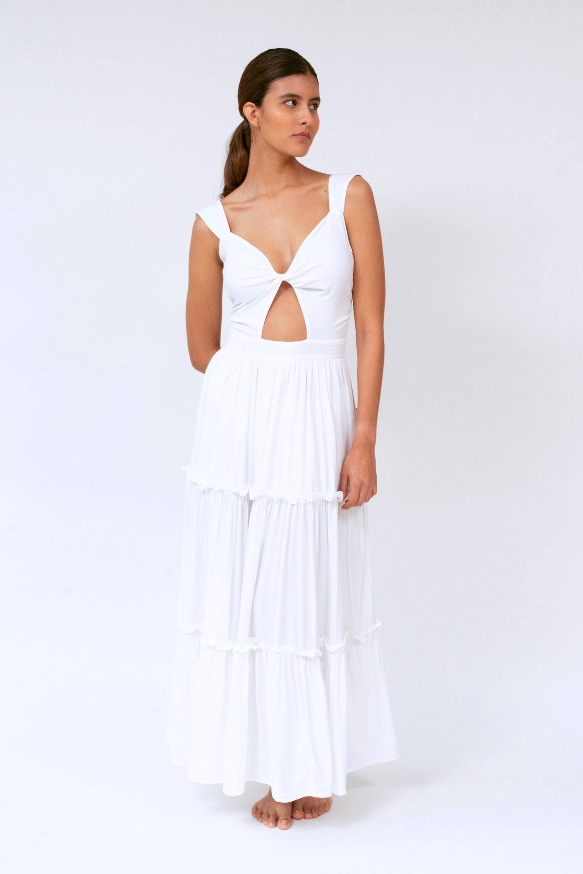 MELISSA TWIST MAXI DRESS IVORY