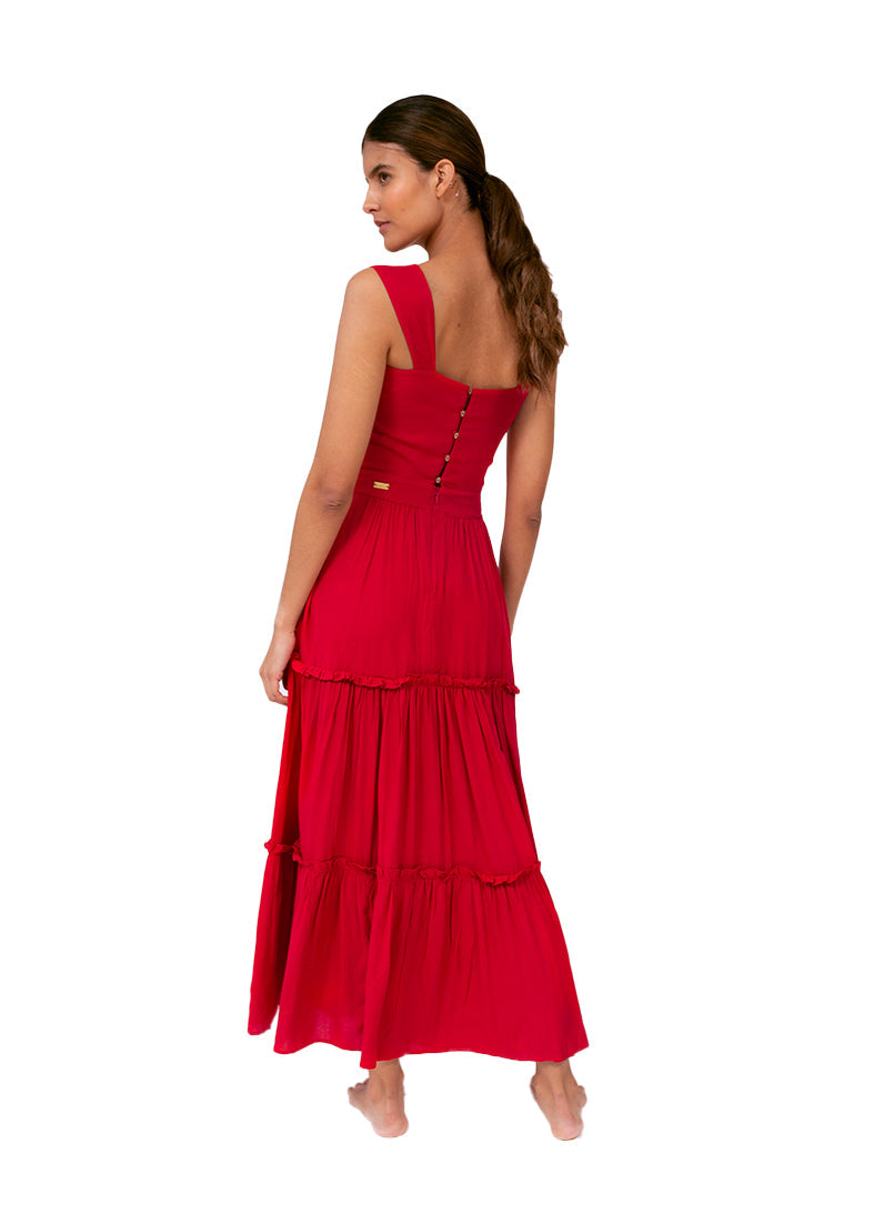 MELISSA TWIST MAXI DRESS RED