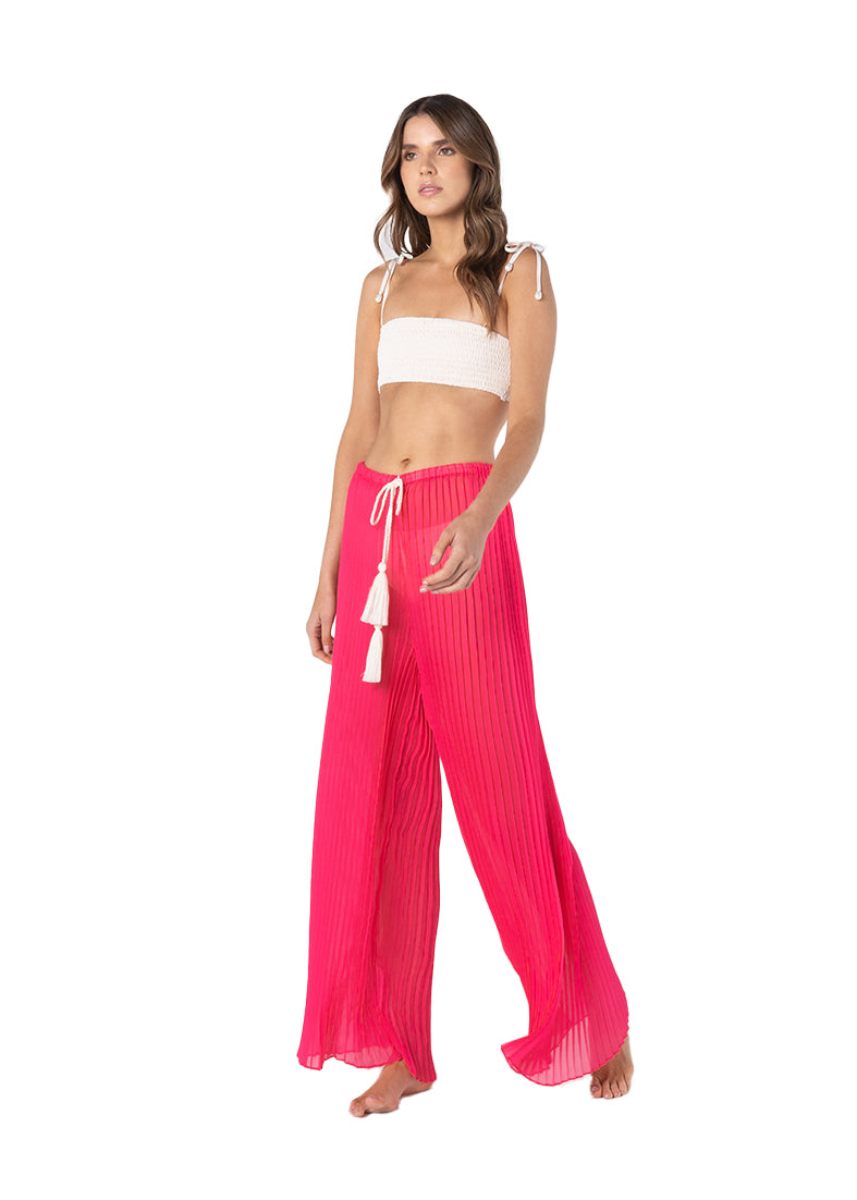 PLEATED PALAZZO PANTS FUCHSIA